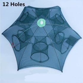 Model: 12 hole - Strengthened 4-20 Holes Automatic Fishing Net Shrimp Cage Nylon Foldable Fish Trap Cast Net Cast Fold Crab Trap Fishing Network