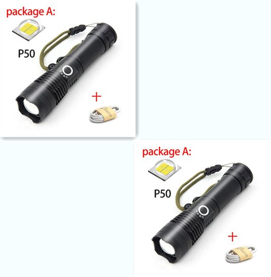Color: 2pcs Usb US - USB Charging Zoom P50 Flashlight Color: 2pcs Usb US - USB Charging Zoom P50 Flashlight