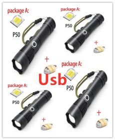 Color: 4pcs Usb - USB Charging Zoom P50 Flashlight