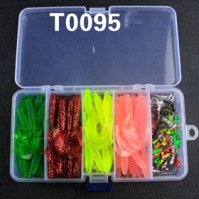 Color: Single tail lead hook B set - Luya Soft Bait Lead Hook Texas Fishing Gear Set