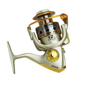 Color: Gold, Style: 2000model - Dasino 12-axis wooden handle metal head reel