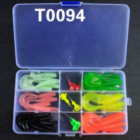 Color: Single tail lead hook A suit - Luya Soft Bait Lead Hook Texas Fishing Gear Set