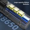 LED Flashlight Multi-functional Safety Hammer Flashlight USB Charging Portable Strong Light Torch For Camping Hiking Fishing black
