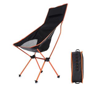 Outdoor Fishing Chair Portable Aluminum Alloy Ultralight Extended Folding Chair for Hiking Camping Picnic Orange