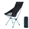 Outdoor Fishing Chair Portable Aluminum Alloy Ultralight Extended Folding Chair for Hiking Camping Picnic Lake Blue