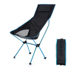 Outdoor Fishing Chair Portable Aluminum Alloy Ultralight Extended Folding Chair for Hiking Camping Picnic Lake Blue