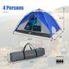 2-in-1 4 Person Instant Pop-up Waterproof Camping Tent-Blue