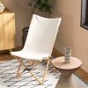 Set of 2 Bamboo Dorm Chair with Storage Pocket for Camping and Fishing-Beige - Color: Beige