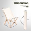 Set of 2 Bamboo Dorm Chair with Storage Pocket for Camping and Fishing-Beige - Color: Beige