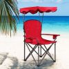 Portable Folding Beach Canopy Chair with Cup Holders-Red - Color: Red