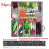 75pcs/94pcs/122pcs/142pcs Fishing Lures Set Spoon Hooks Minnow Pilers Hard Lure Kit In Box Fishing Gear Accessories 94 pieces (random color)