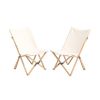 Set of 2 Bamboo Dorm Chair with Storage Pocket for Camping and Fishing-Beige - Color: Beige