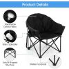 Folding Camping Moon Padded Chair with Carrying Bag-Black - Color: Black
